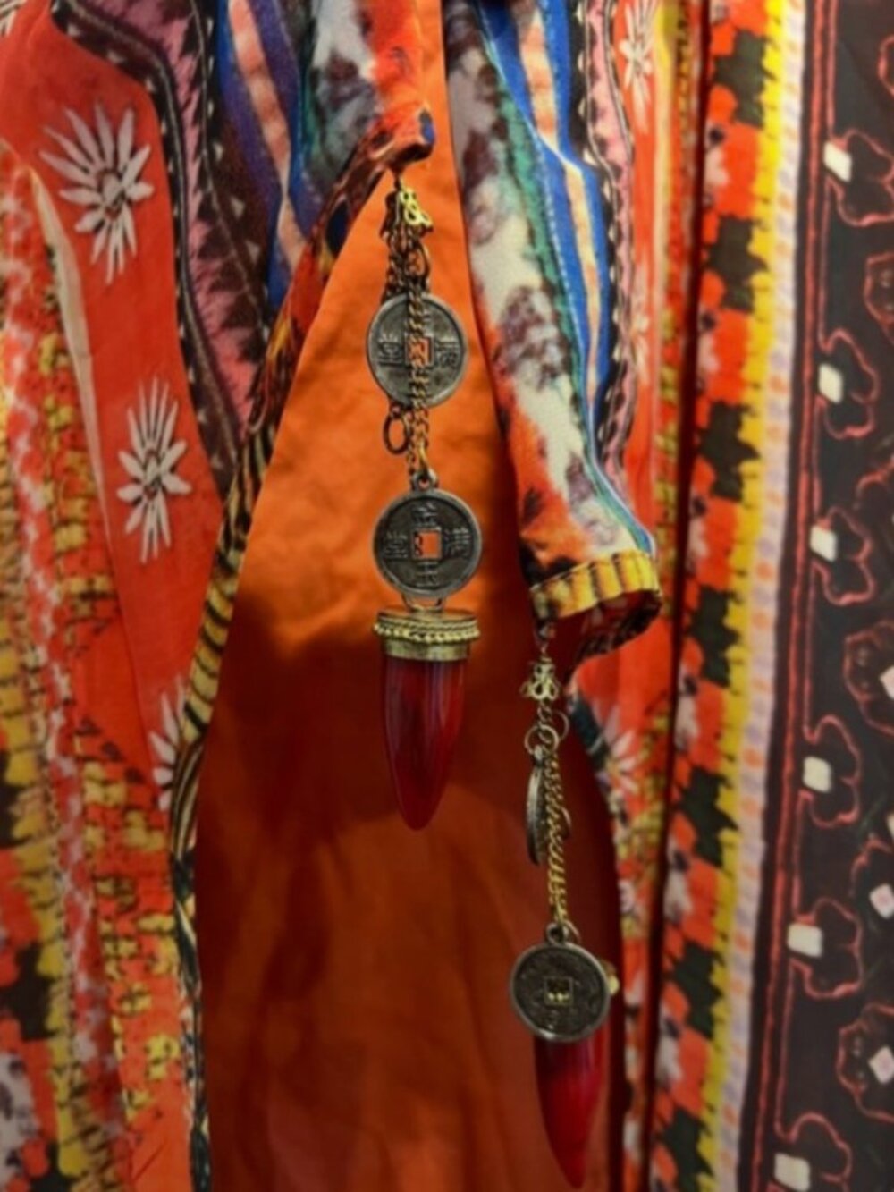 Boho Maxi Kimono Beach Cover Up in Rust Multi - Picture 9 of 10